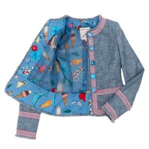 Women's Blue and Pink Tweed Jacket 
Happy Luxury. New without tag